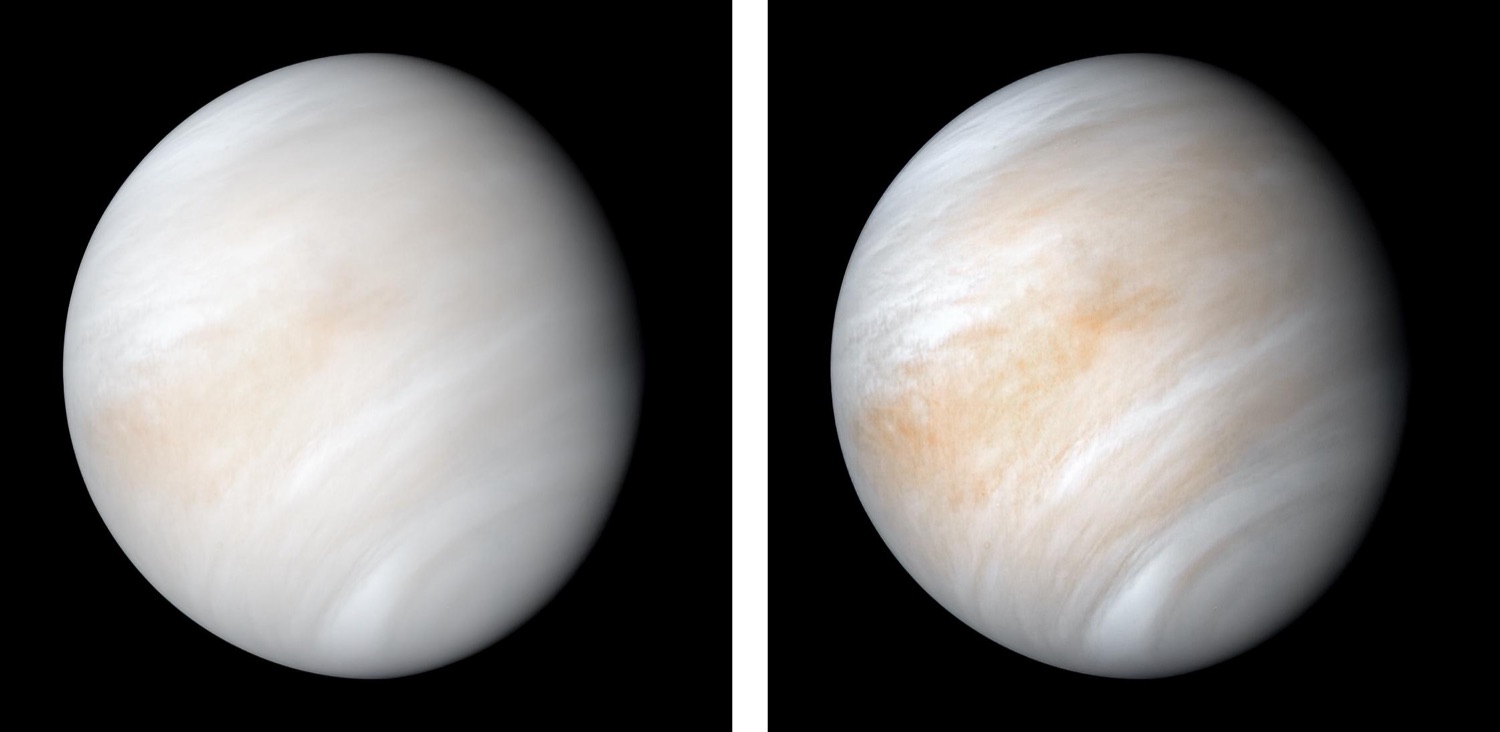 Venus's swirling cloud tops photographed by Mariner 10